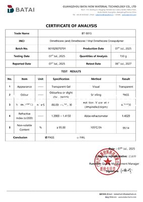 Gel Elastomer Silikon Tingkat Kosmetik dengan Efek Ringan & Tidak Berminyak dalam Tabir Surya Tahan Air