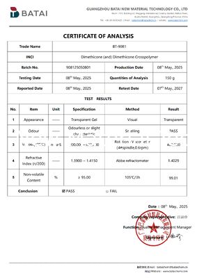 Gel Elastomer Silikon Non-Smudge Volatil Rendah Dimethicone (dan) Dimethicone Crosspolymer